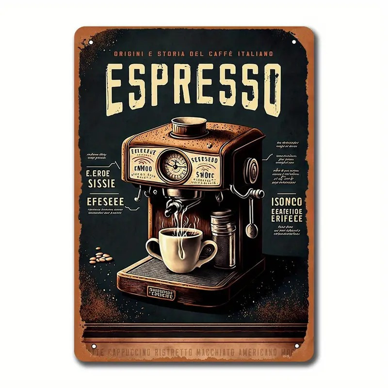 Coffee Tea Drinks - Insegna in Metallo Retrò - 